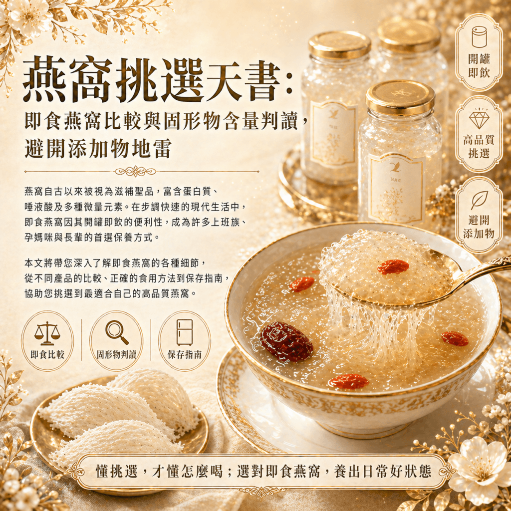燕窩挑選天書：即食燕窩比較與固形物含量判讀，避開添加物地雷
