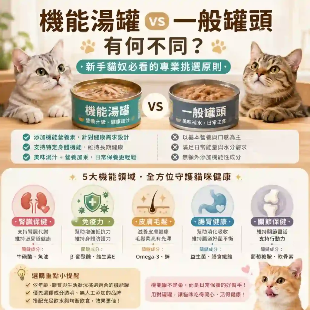 機能湯罐 vs 一般罐頭有何不同？新手貓奴必看的專業挑選原則