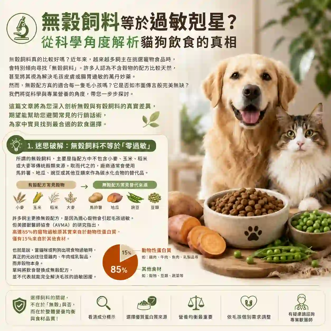 無穀飼料等於過敏剋星？從科學角度解析貓狗飲食的真相