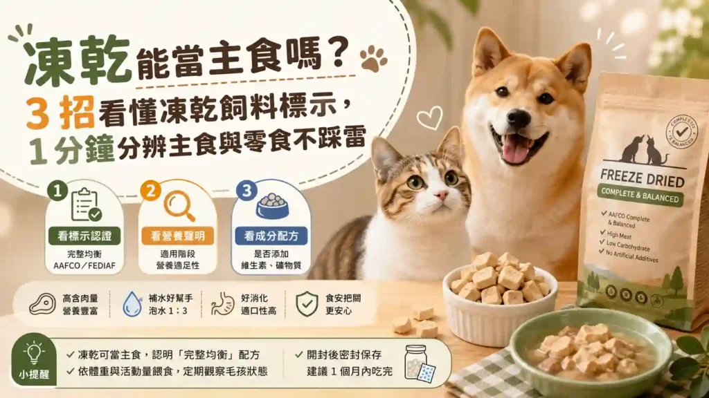 凍乾能當主食嗎？3 招看懂凍乾飼料標示，1 分鐘分辨主食與零食不踩雷